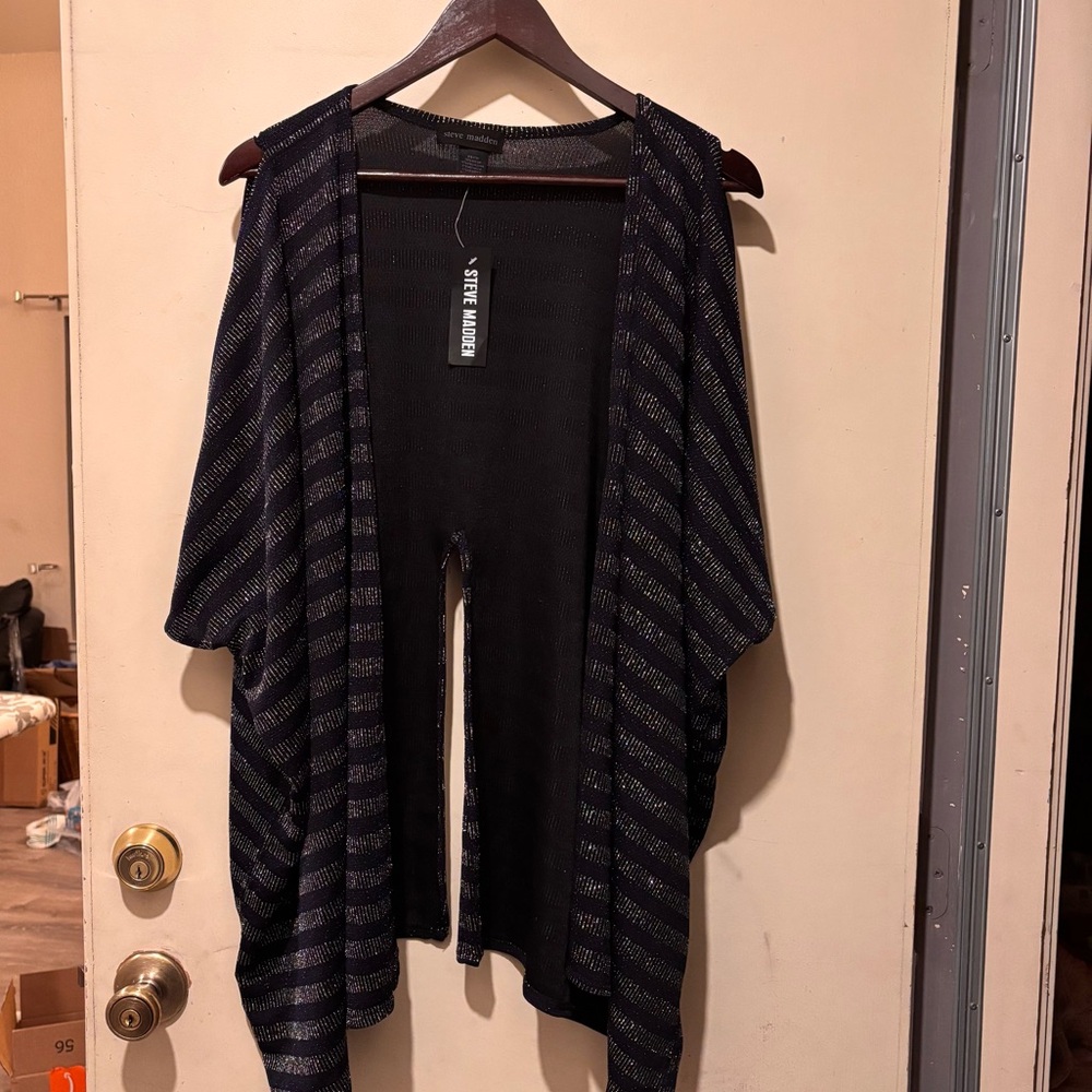 Steve Madden Black and Blue Knit Cardigan/ Kimono